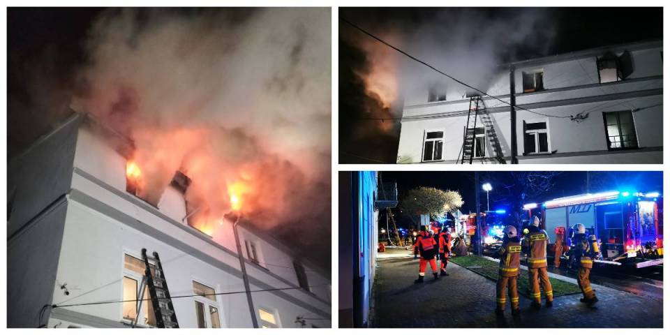 Tragiczny pożar w kamienicy w Zduńskiej Woli. Kilka osób rannych, są ofiary śmiertelne